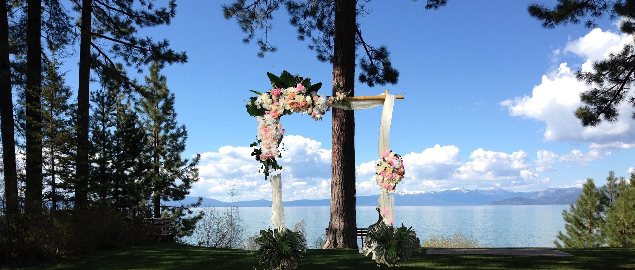 2 post arch Lake Tahoe Outside Summer Wedding Venue